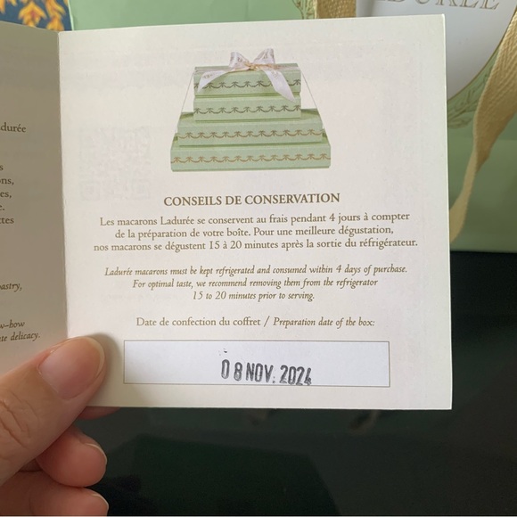 Ladurre Paris Box and Shopping Bag with a macarons description sheet(?) Nov 2024 - Picture 11 of 12